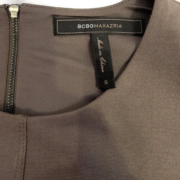 BCBGMAXAZRIA | Brown Denna Faux Suede Corset Style Peplum Top Brown | Size Small - Picture 2 of 11